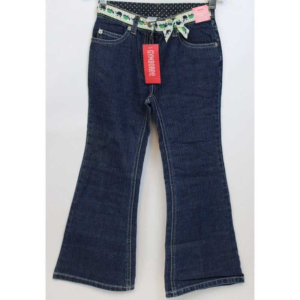 NEW 2006/05 Gymboree Prep Club Denim Jeans sz 10 Spring Turtle Ruffle Bow Ribbon